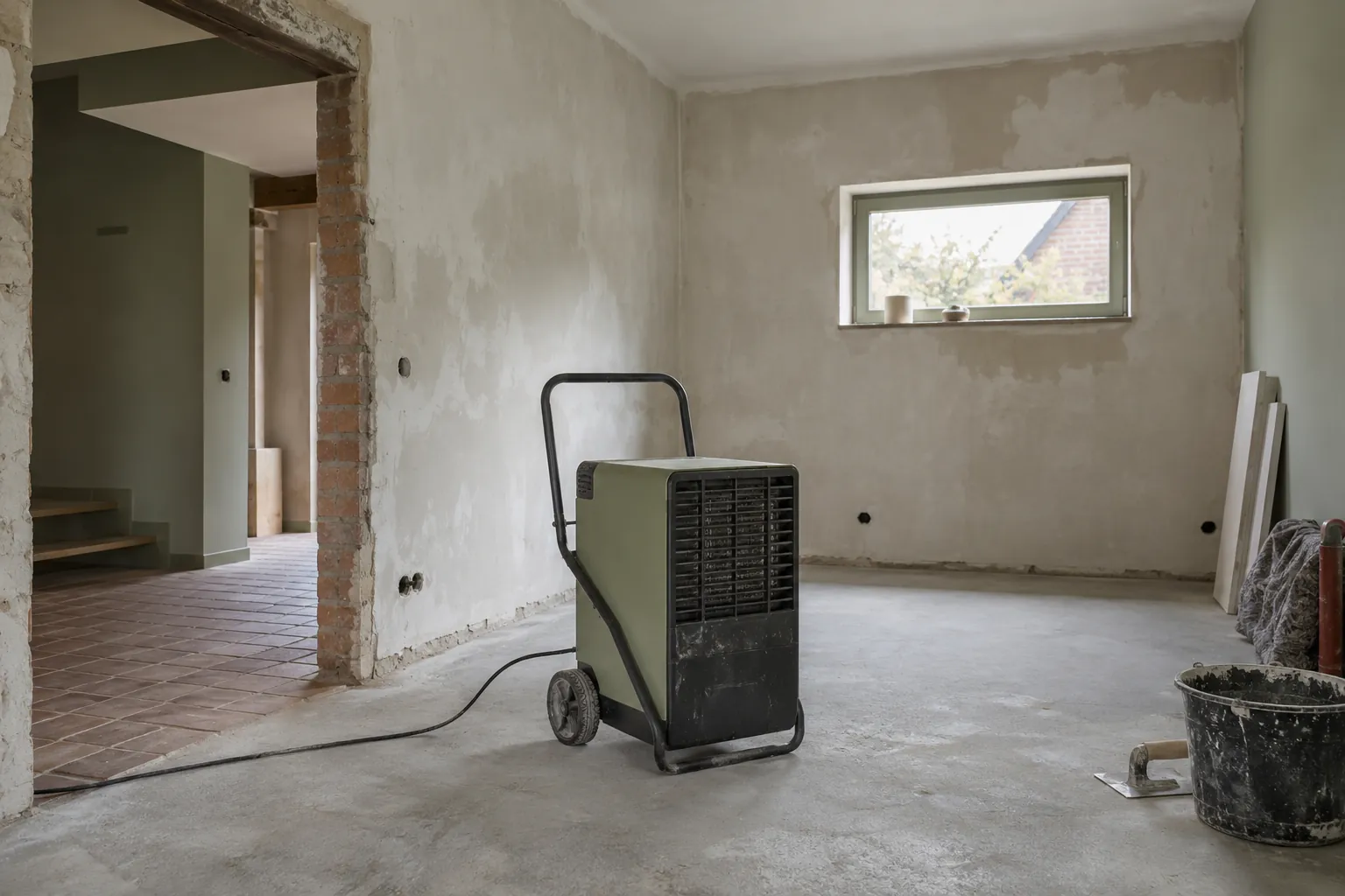 Bouwvocht in nieuwbouw: bouwdroger in een onafgewerkte ruimte