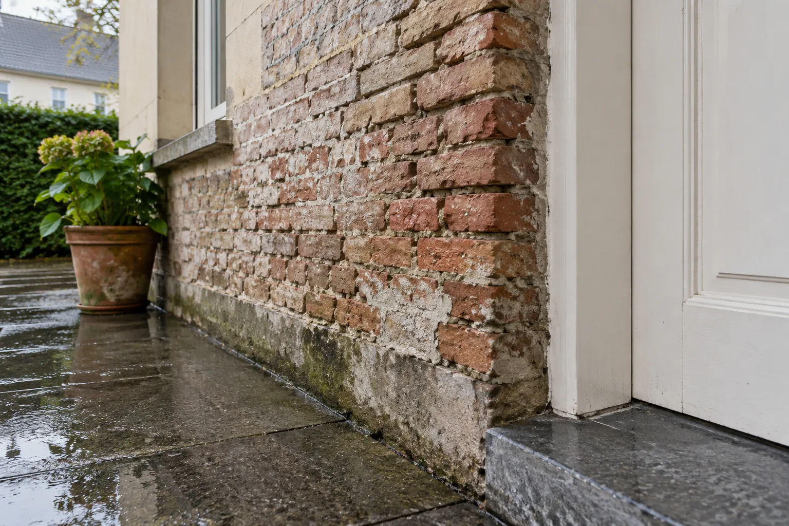Doorslaand vocht: verweerde gevelvoegen na regen